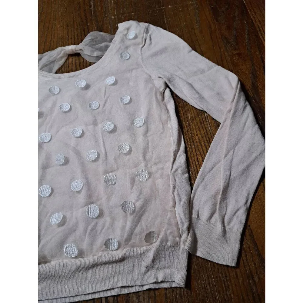 Medium Lauren Conrad Cream Ivory Long Sleeve Knit Pullover Bow Sweater